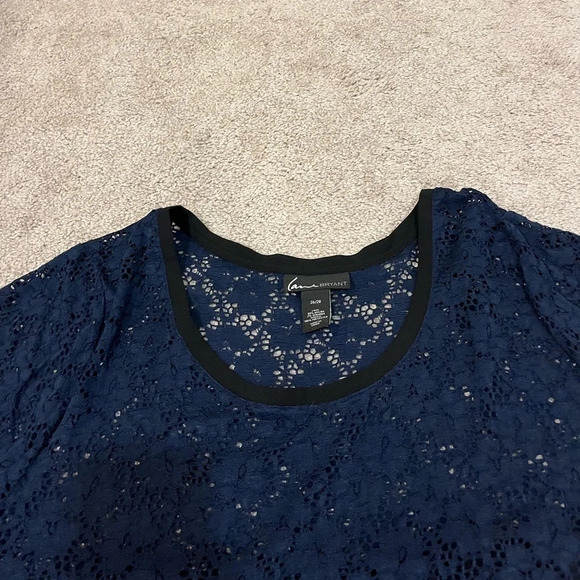 Lane Bryant Crew Neck Sheet Yoke Lace Blouse - Picture 2 of 7
